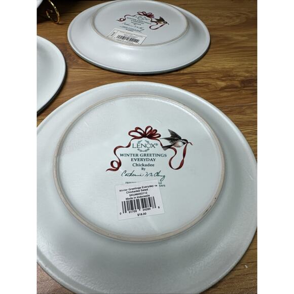 Lenox Winter Greetings Everday Tartan 8.5" Bird Salad/Dessert Plates -Set Of 6 - Picture 9 of 10